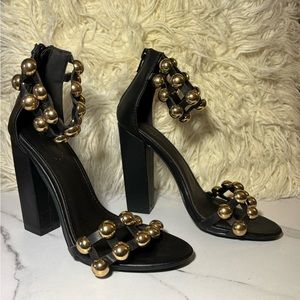 NWT - Charlotte Russe - Black & Gold Studded Heels (6)